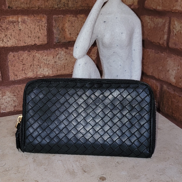 Bottega Veneta Handbags - Black Woven Leather Wallet